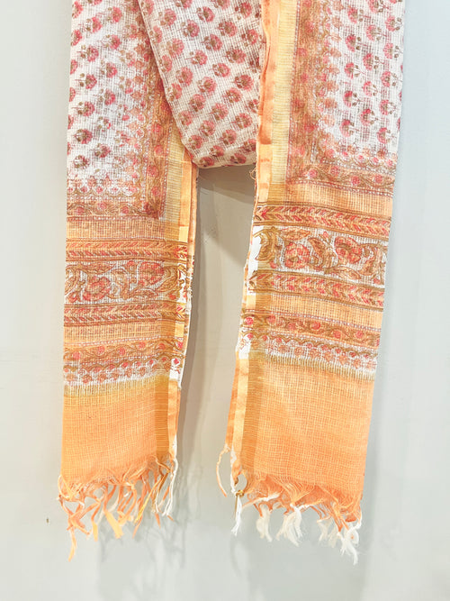 Block Printed Kota Doria Dupatta