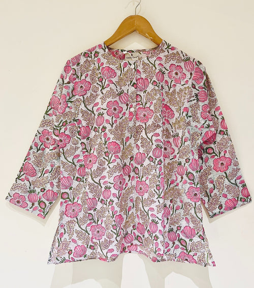 Block Printed Cotton Short Kurti