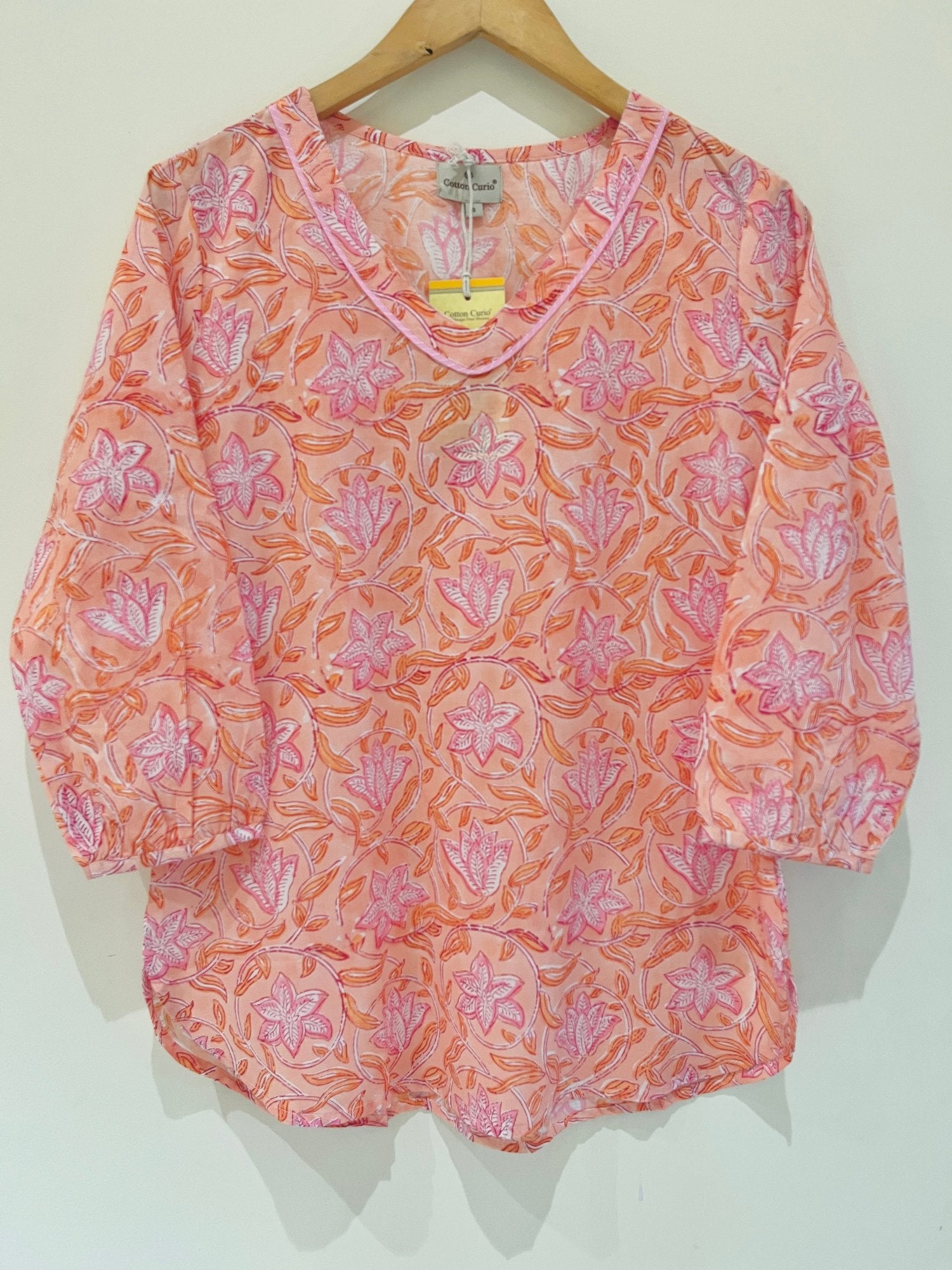 Block Printed Cotton Short Kurti