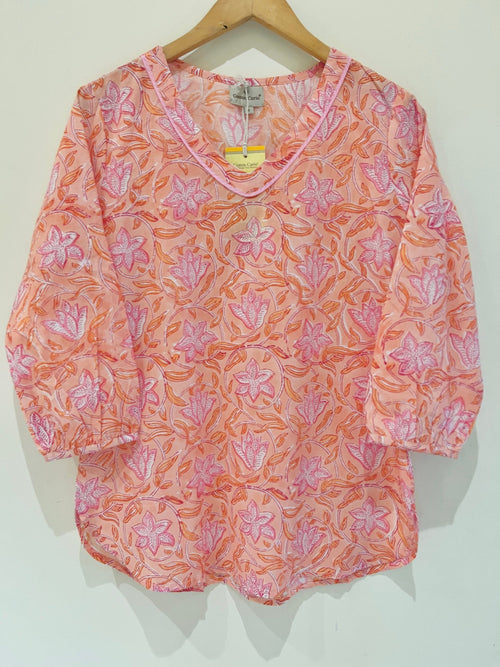 Block Printed Cotton Short Kurti