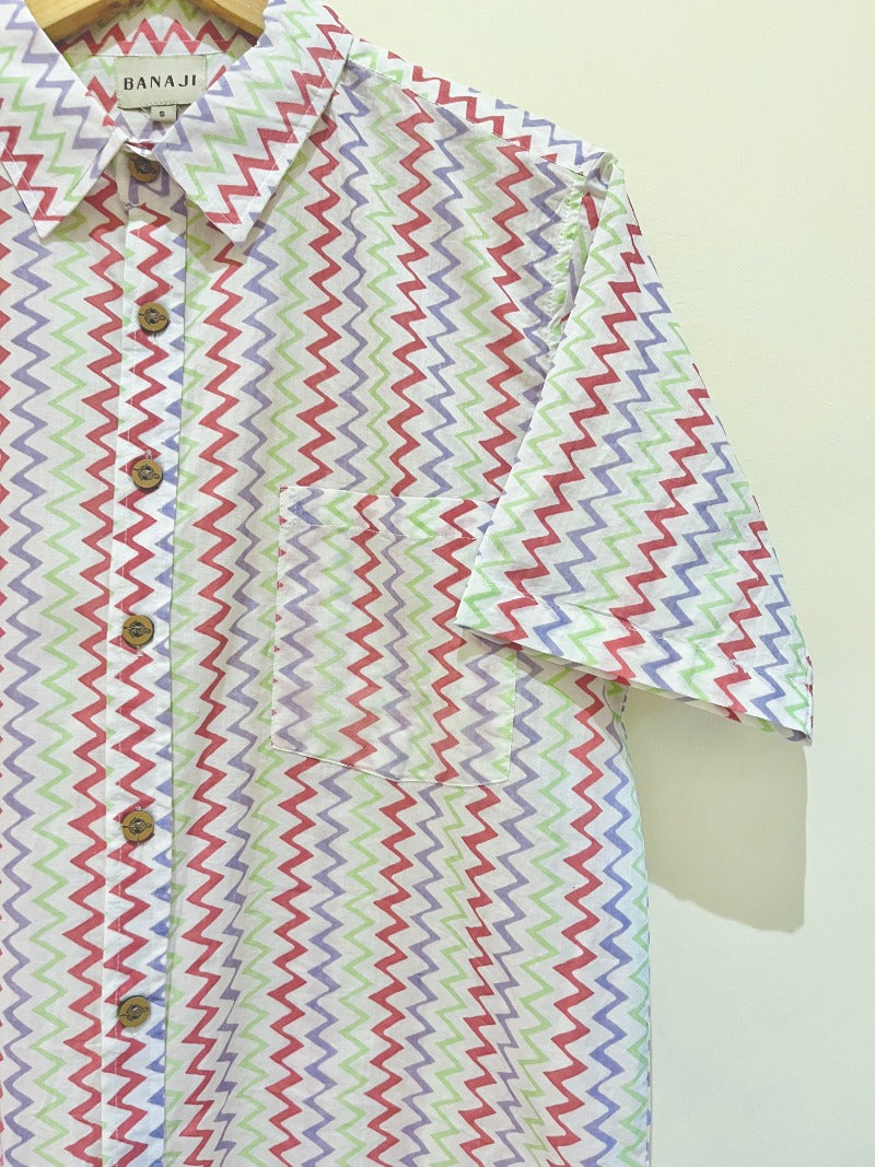 COTTON BLOCK PRINTED HALF SLEEVE SHIRT