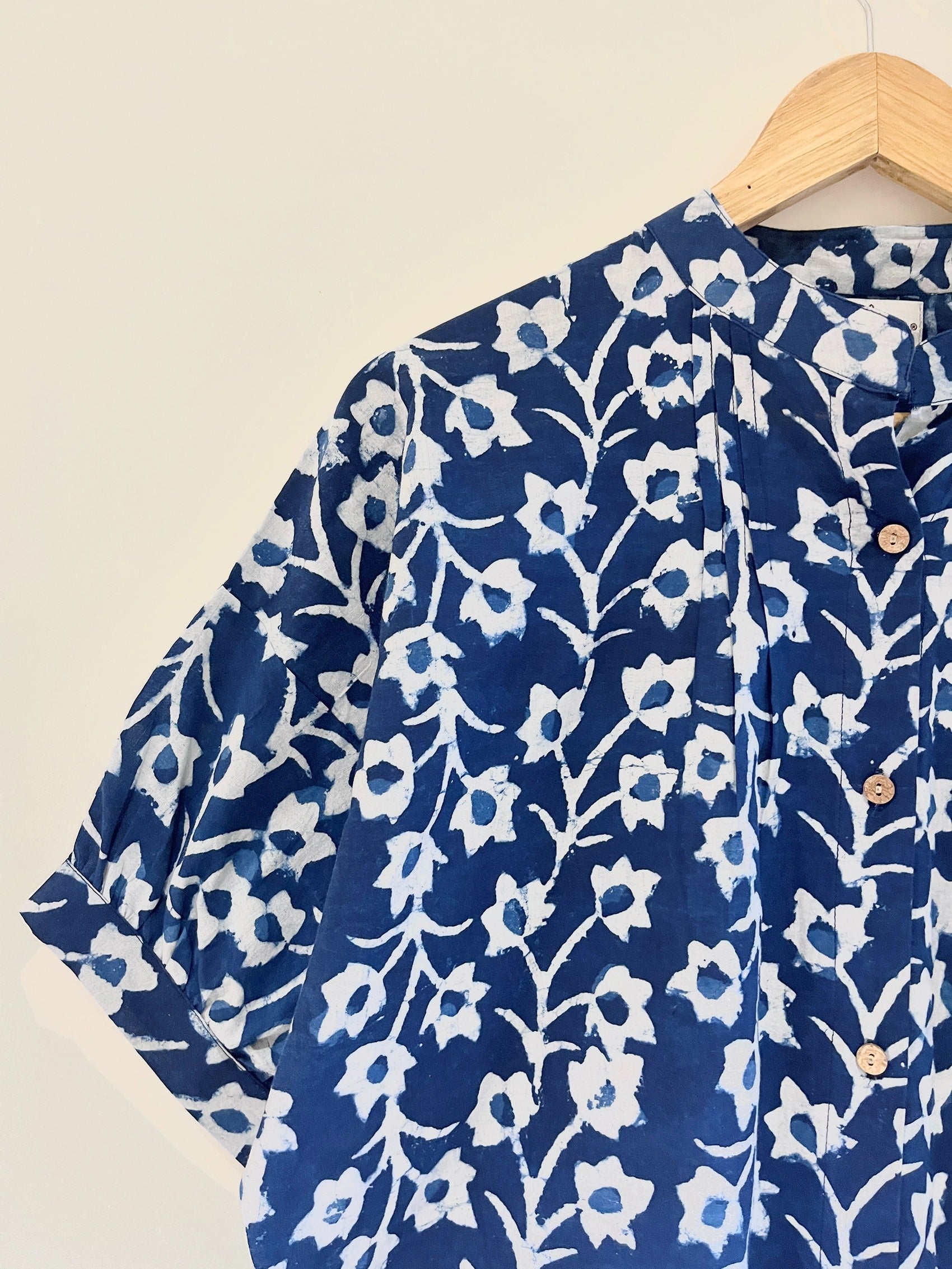 Indigo Dabu Printed Top
