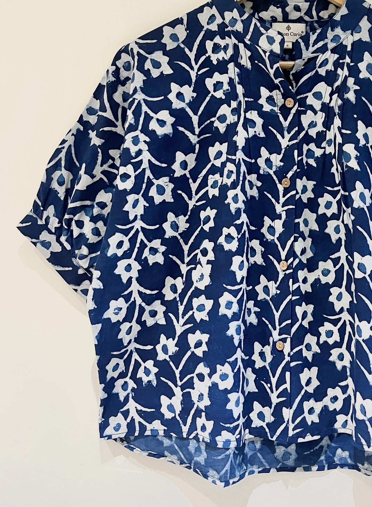 Indigo Dabu Printed Top