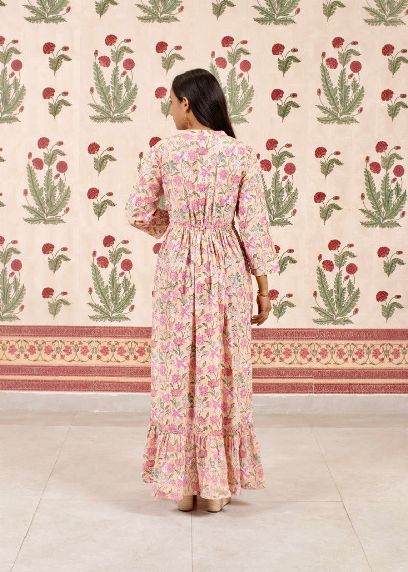 Peachy Floral Printed Dress