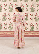 Peachy Floral Printed Dress