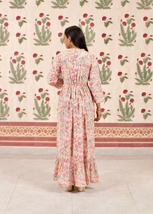 Peachy Floral Printed Dress