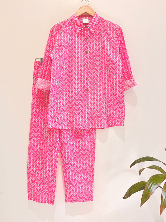 Pink Leaf Printed Co-Ord Set