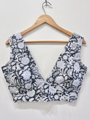 Noir Bloom Deep Neck Padded Cotton Blouse