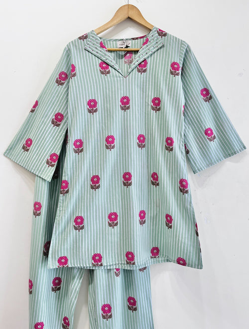 Mint Blossom Cotton Co-ord Set