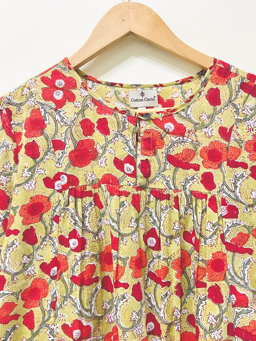 Block Printed Cotton Short Top