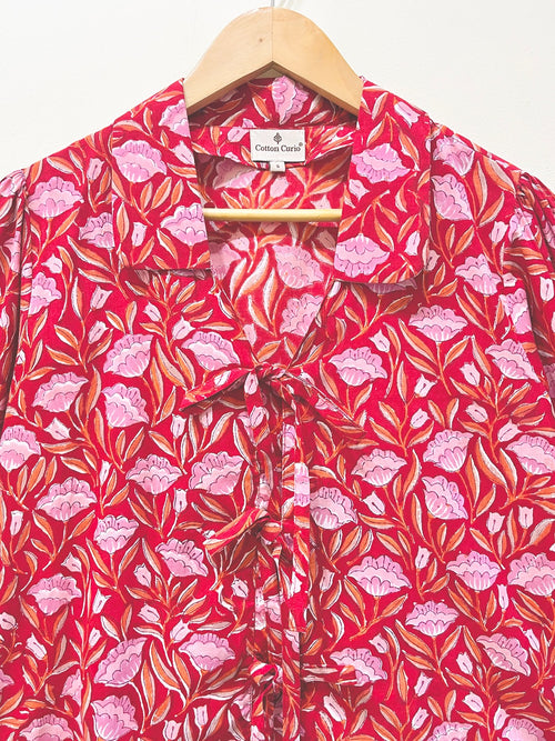 Crimson Petal Cotton Short Top