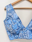 Printed Deep V-Neck Padded Cotton Blouse