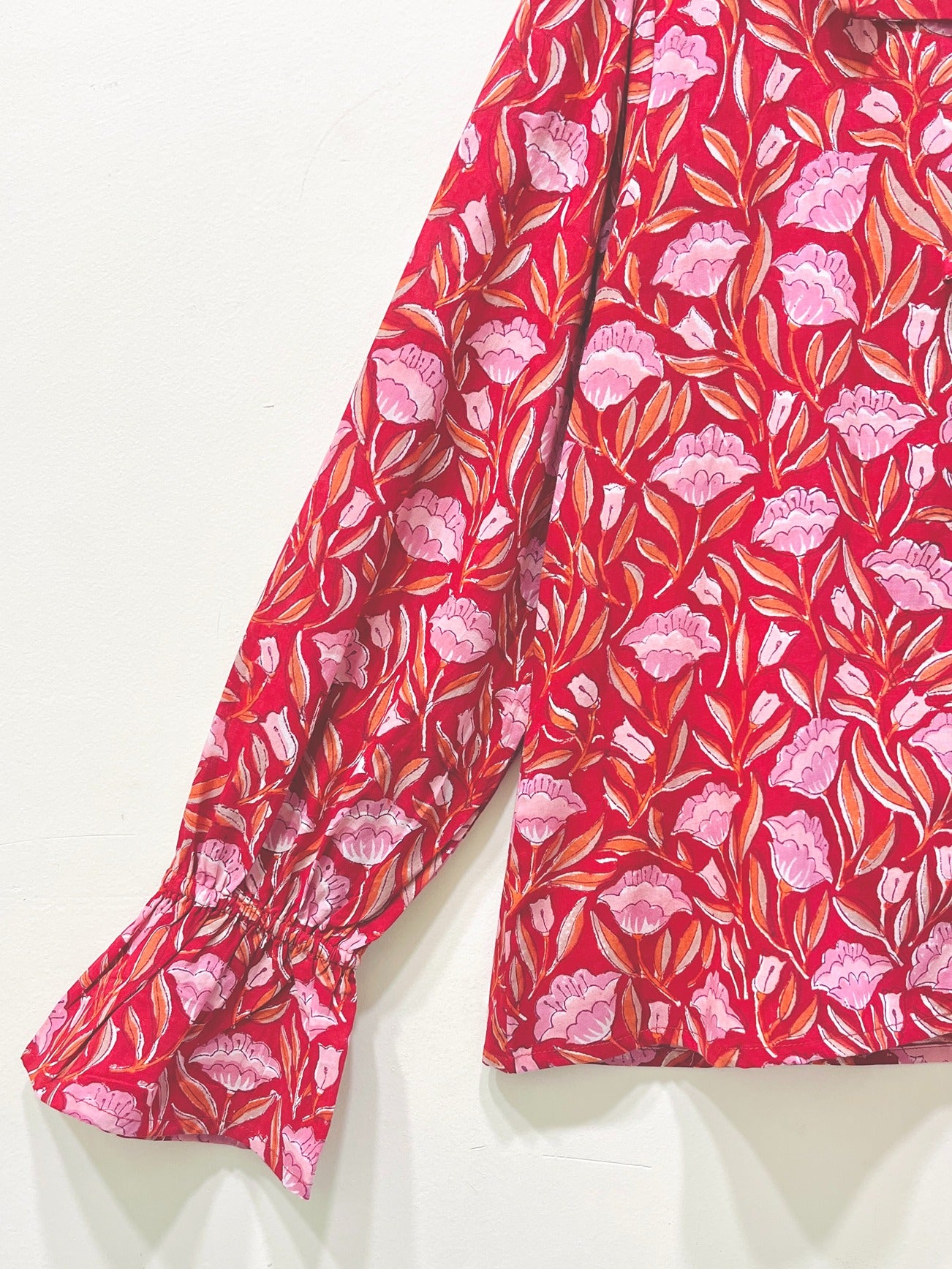 Ruby Leaf Block Printed Short Top