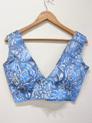 Printed Deep V-Neck Padded Cotton Blouse