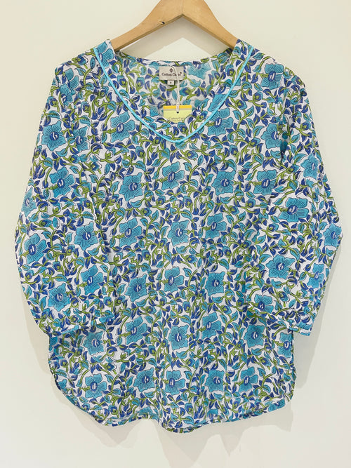 Block Printed Cotton Short Kurti