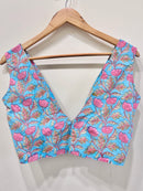 Aqua Pink Deep V-Neck Cotton Blouse