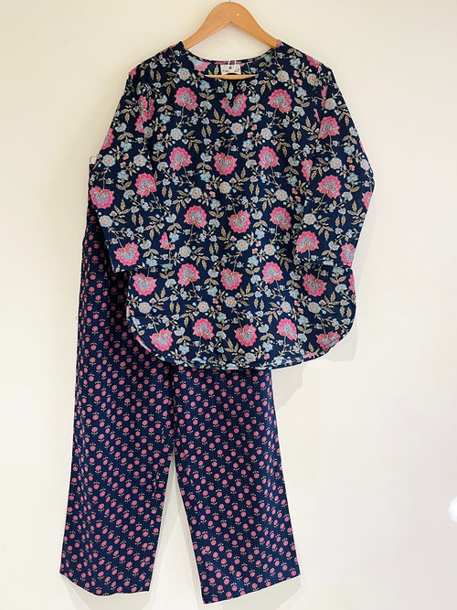 Midnight Bloom Cotton Co-Ord set
