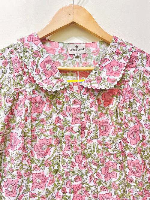 Lace Block Printed Cotton Short Top