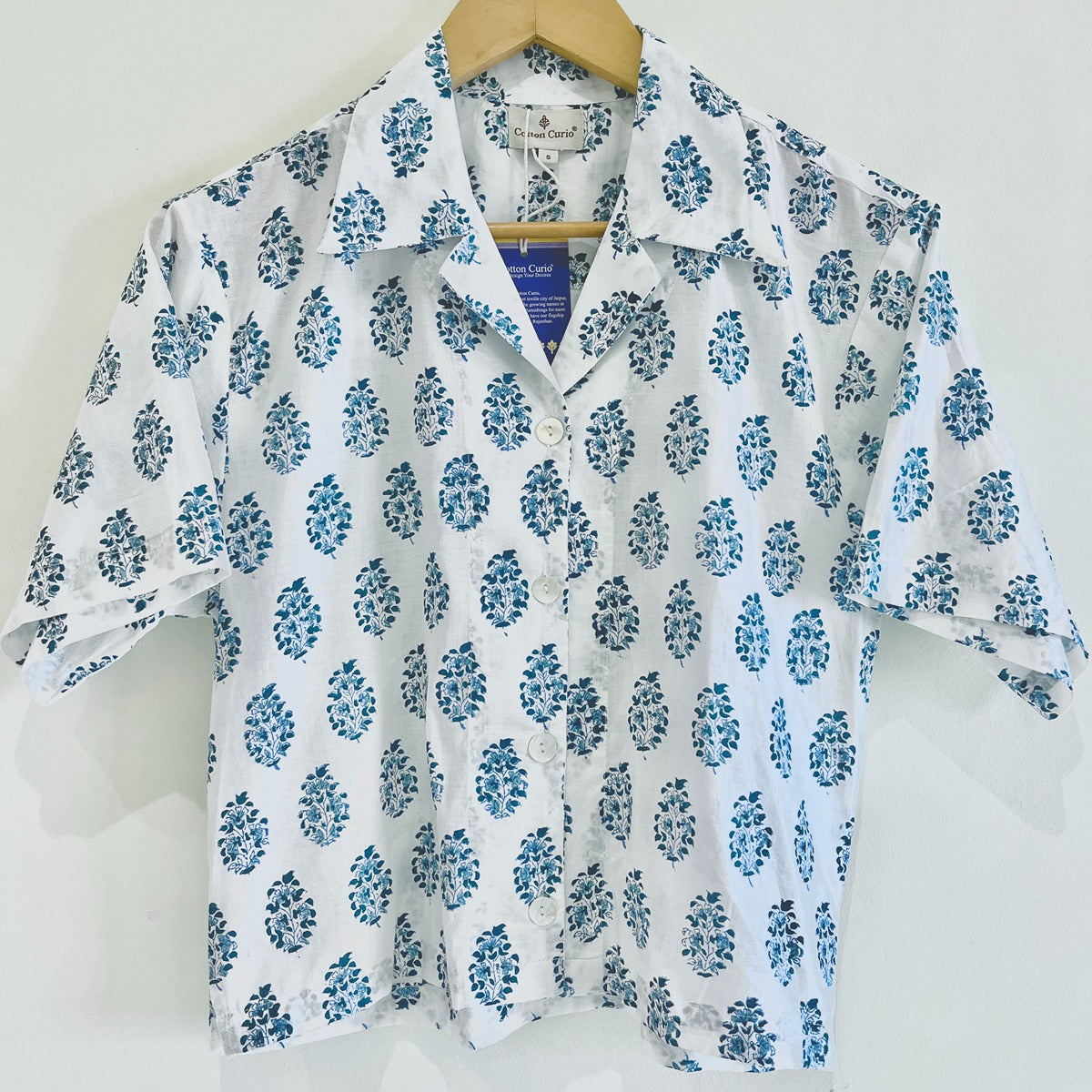 Aurora Block Printed Crop Shirt
