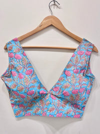 Aqua Pink Deep V-Neck Cotton Blouse