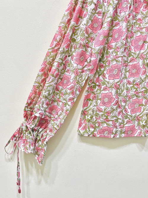 Lace Block Printed Cotton Short Top