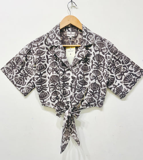 Block Printed Cotton Crop Shirt