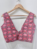 Printed V-Neck Padded Cotton Blouse