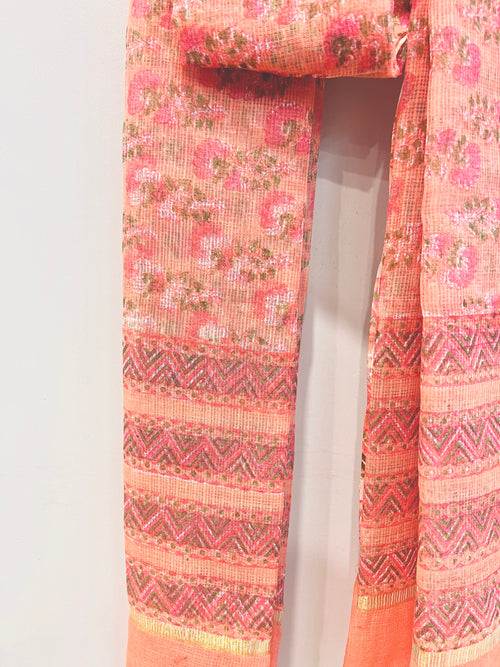 Block Printed Kota Doria Dupatta