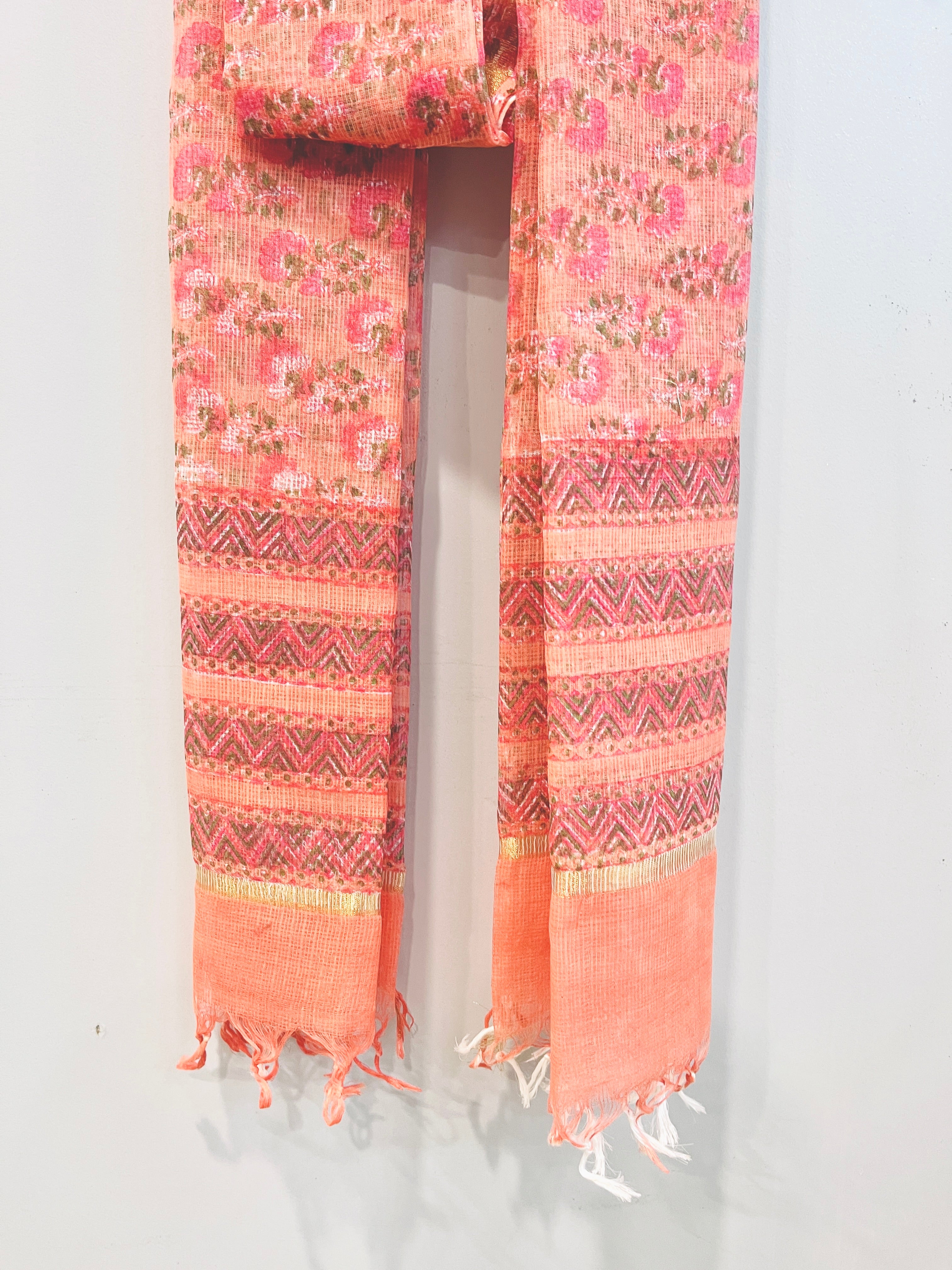 Block Printed Kota Doria Dupatta