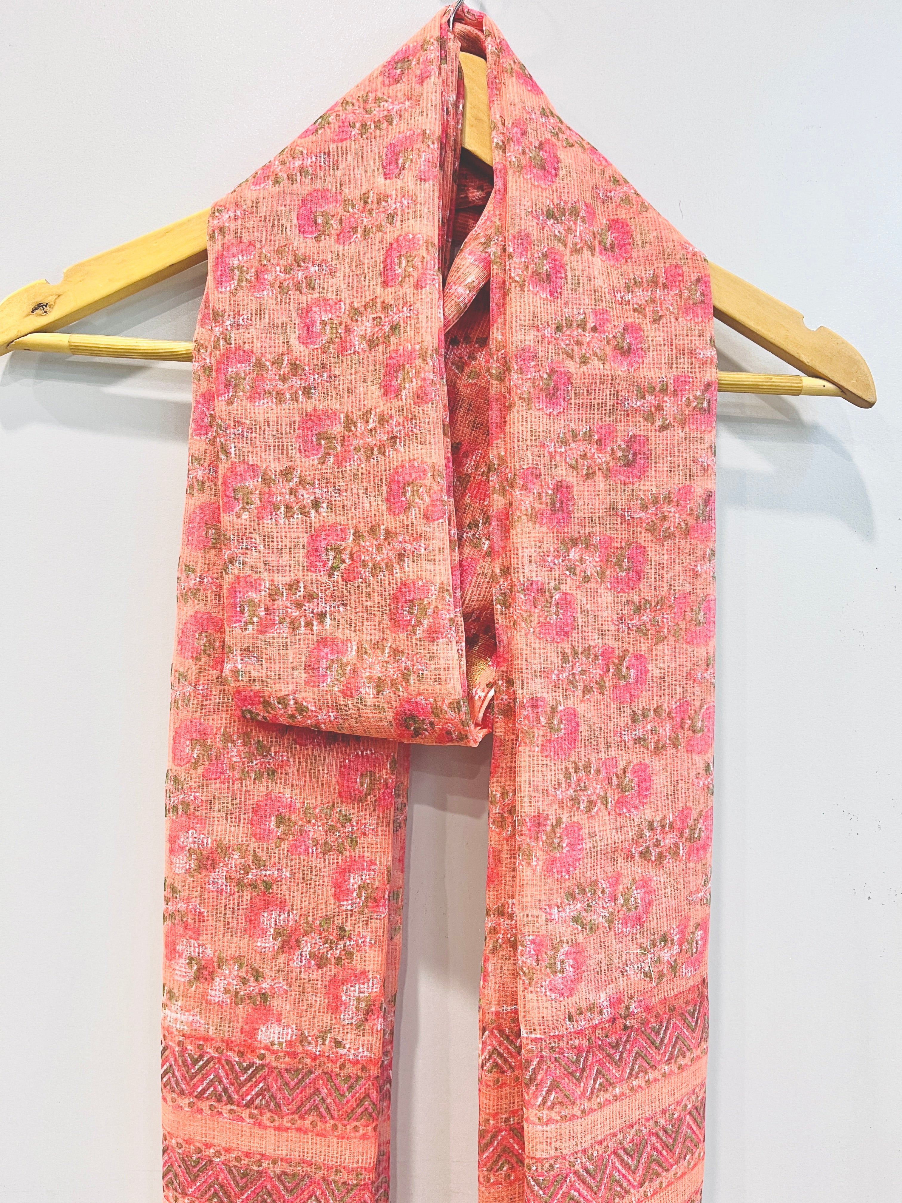 Block Printed Kota Doria Dupatta