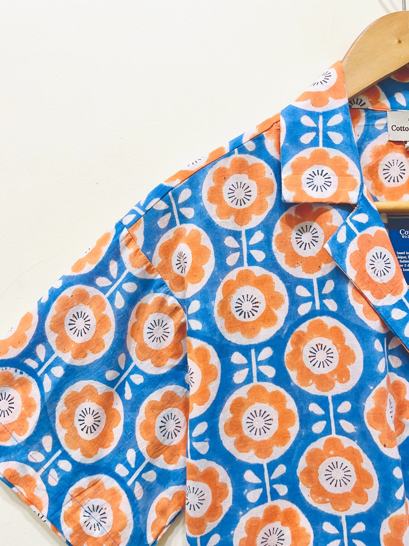Tangerine Mosaic Tie-Front Crop Shirt