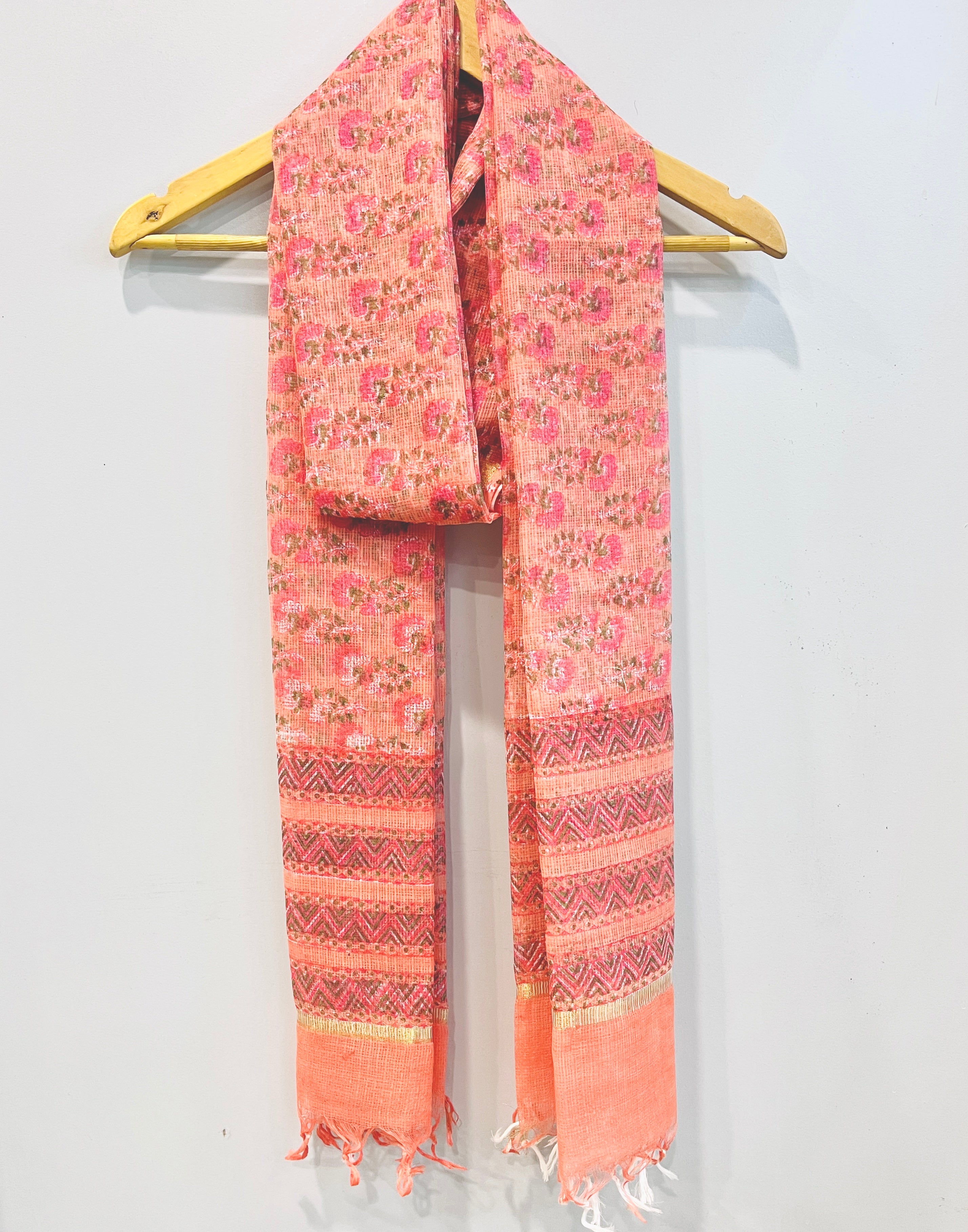 Block Printed Kota Doria Dupatta