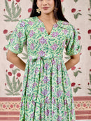 Gardenia: Floral Cotton Tiered Dress