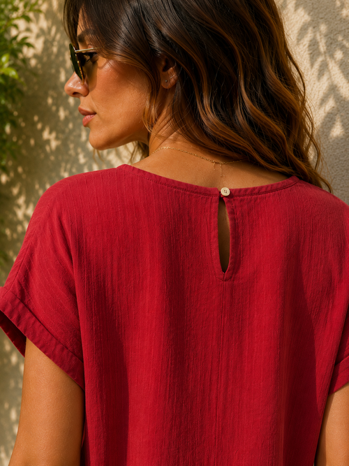 Luxe Gauze Relaxed Cotton Short Top