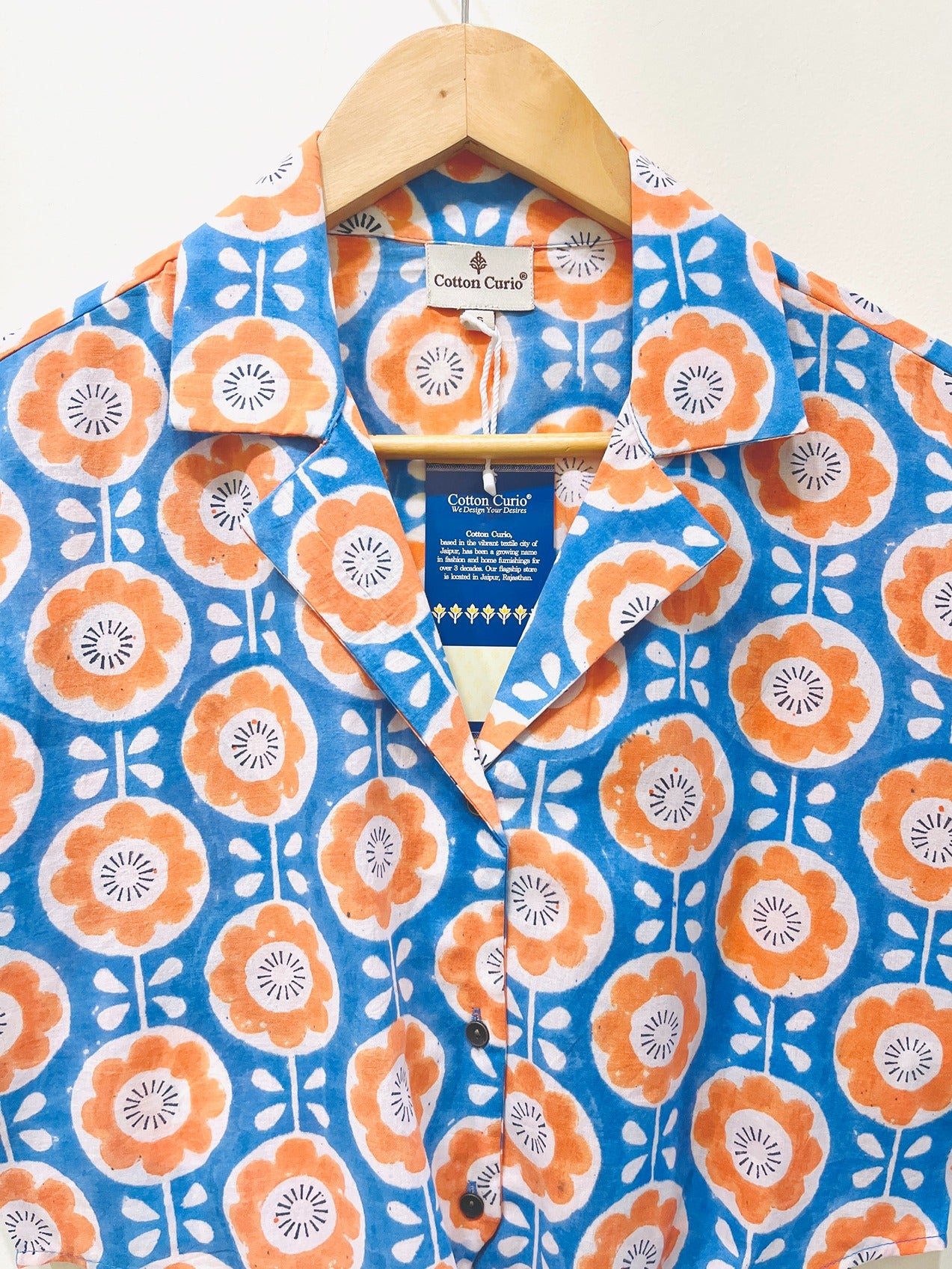 Block Printed Cotton Crop Shirt