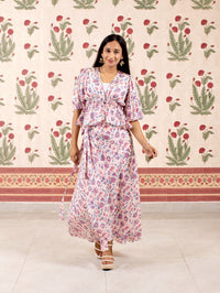 Maia Habotai Silk Top & Skirt Set, Cloudbrush