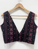 Handblock Floral V-Neck Cotton Blouse