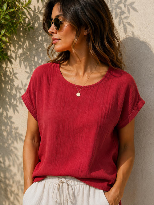 Luxe Gauze Relaxed Cotton Short Top