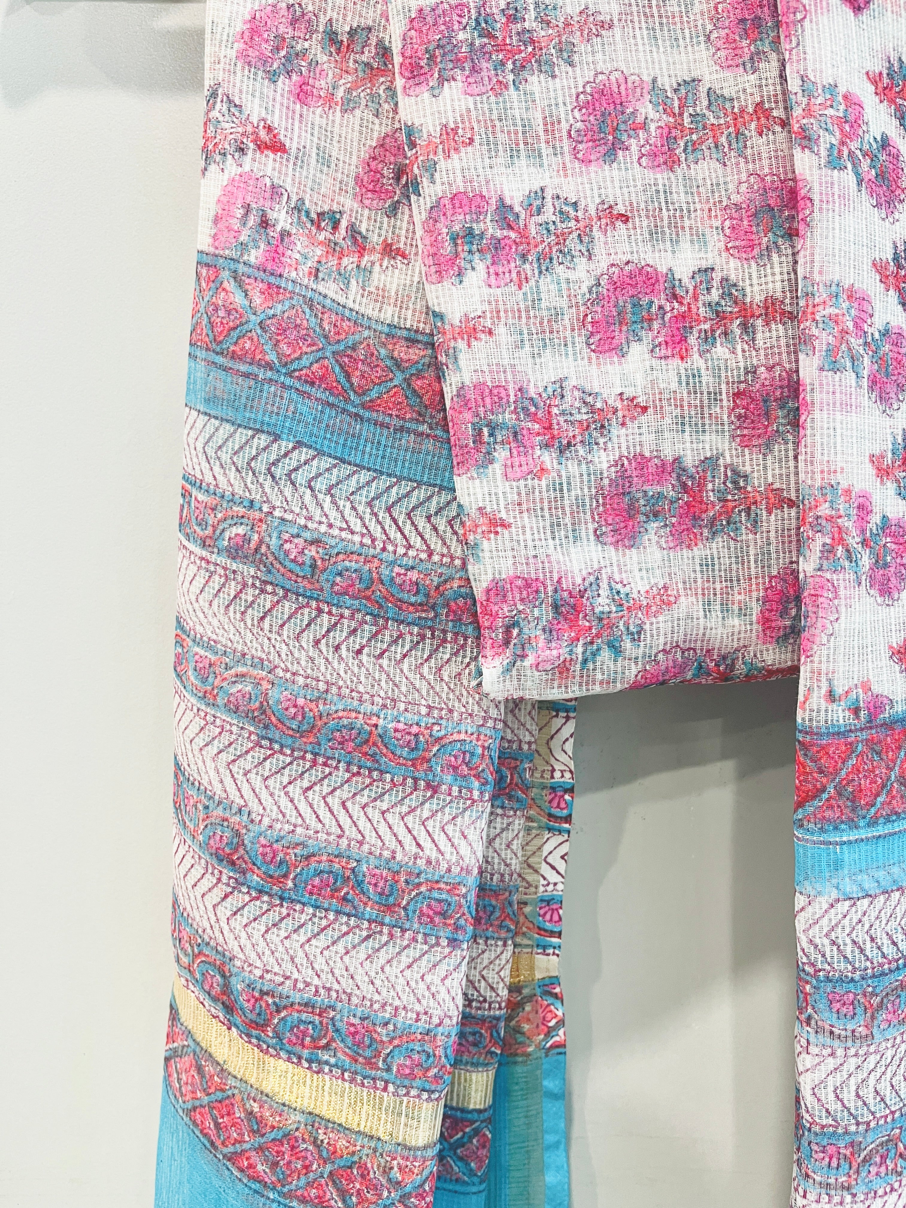 Block Printed Kota Doria Dupatta