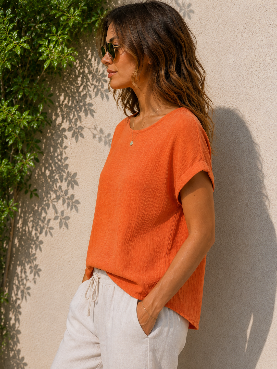 Sunset Gauze Relaxed Cotton Short Top