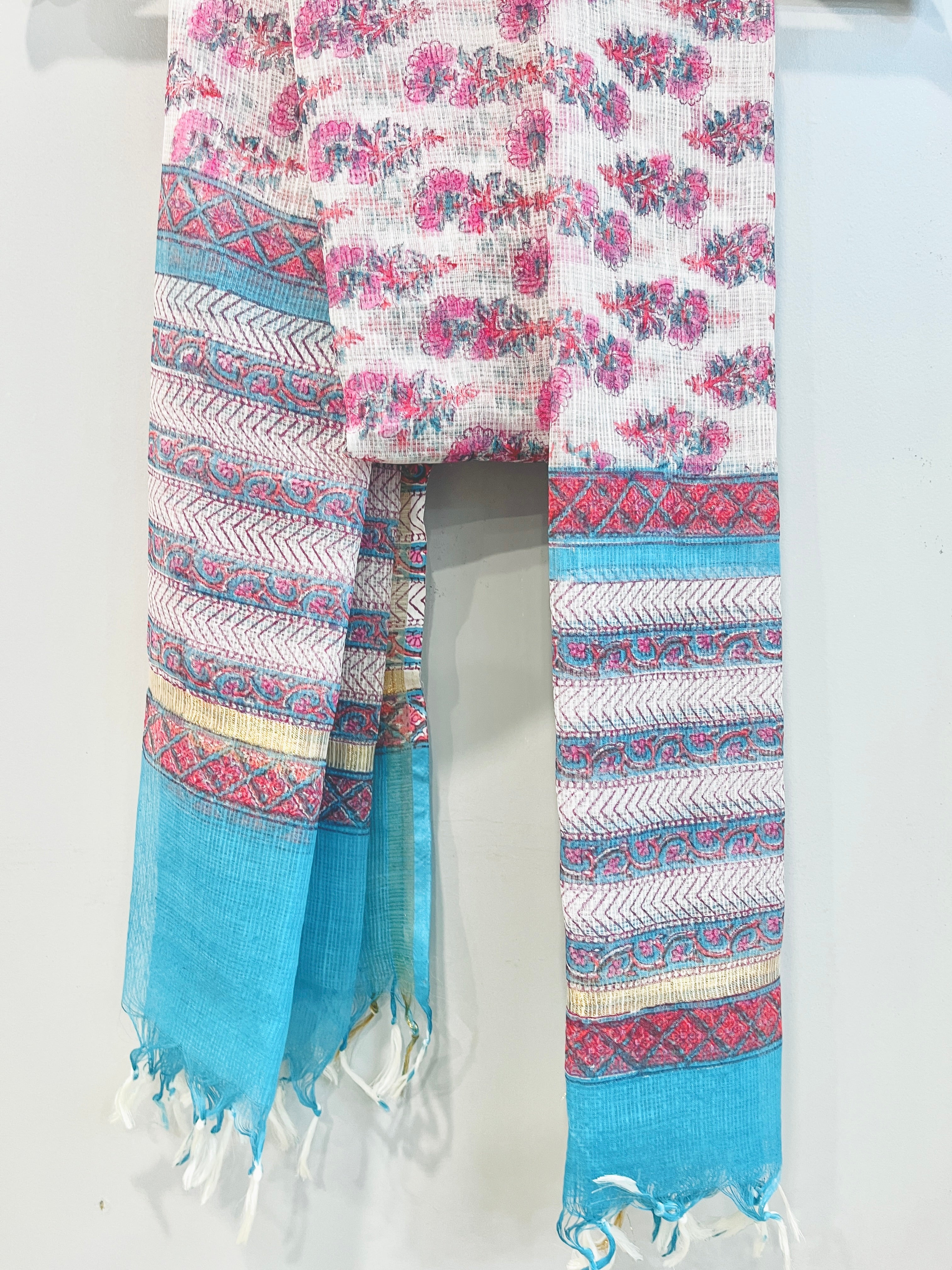 Block Printed Kota Doria Dupatta
