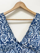 Handblock Floral V-Neck Cotton Blouse