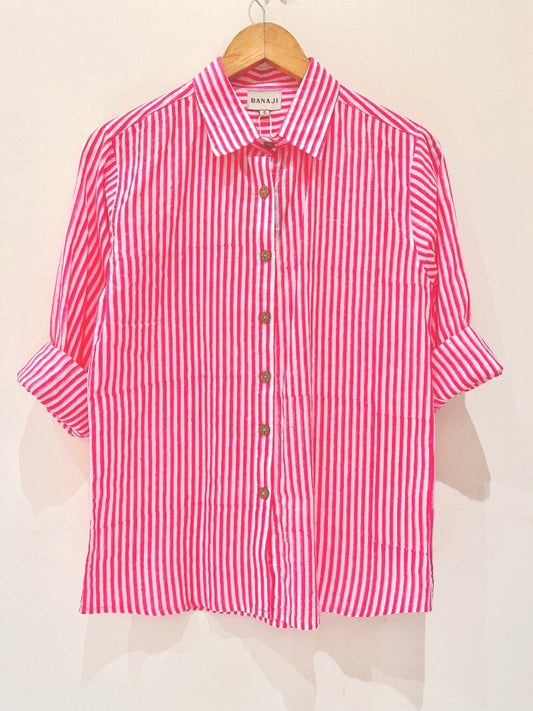 'Most Loved' Pink Stripe Printed Co-Ord Set - Pre Order