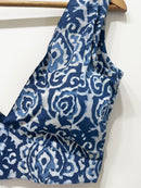 Handblock Floral V-Neck Cotton Blouse