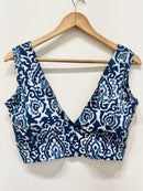 Handblock Floral V-Neck Cotton Blouse