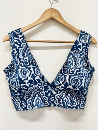 Handblock Floral V-Neck Cotton Blouse