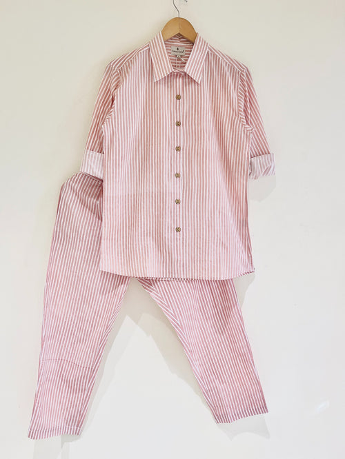 Peach Stripe Cotton Co-Ord