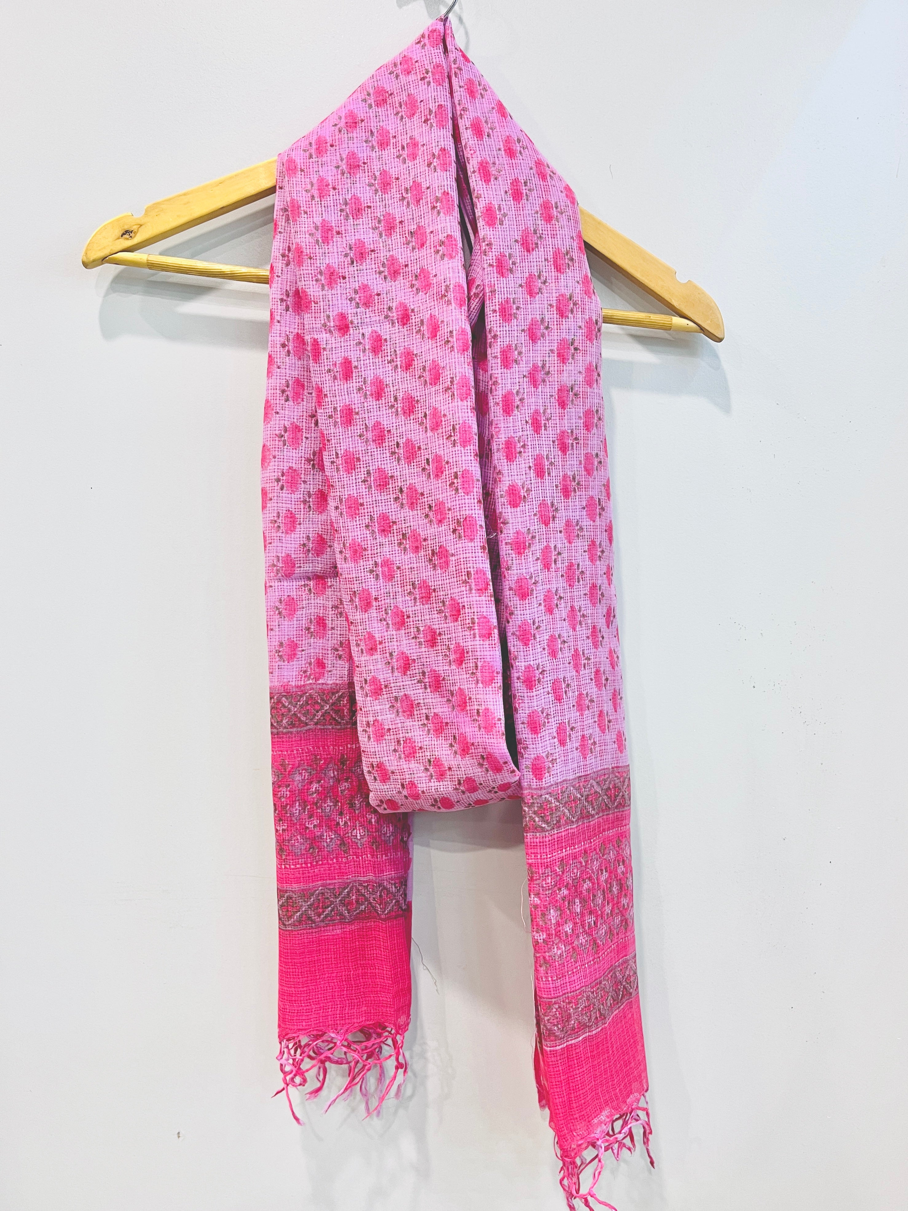 Block Printed Kota Doria Dupatta
