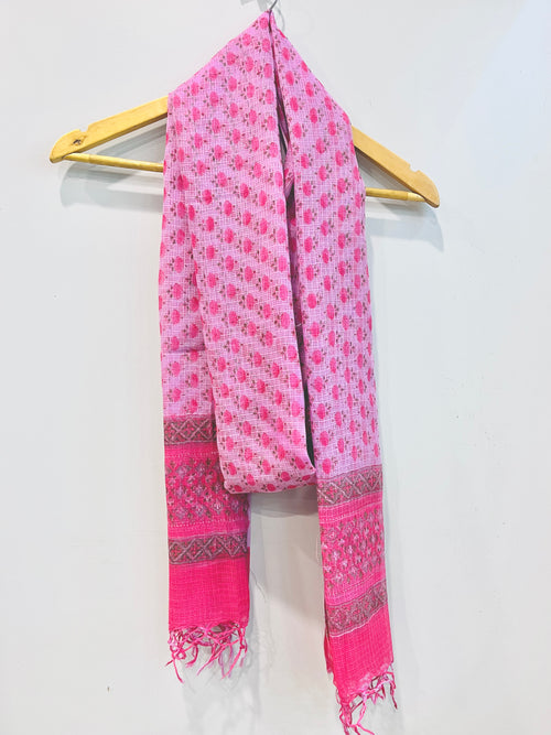 Block Printed Kota Doria Dupatta