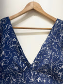 Handblock Floral V-Neck Cotton Blouse